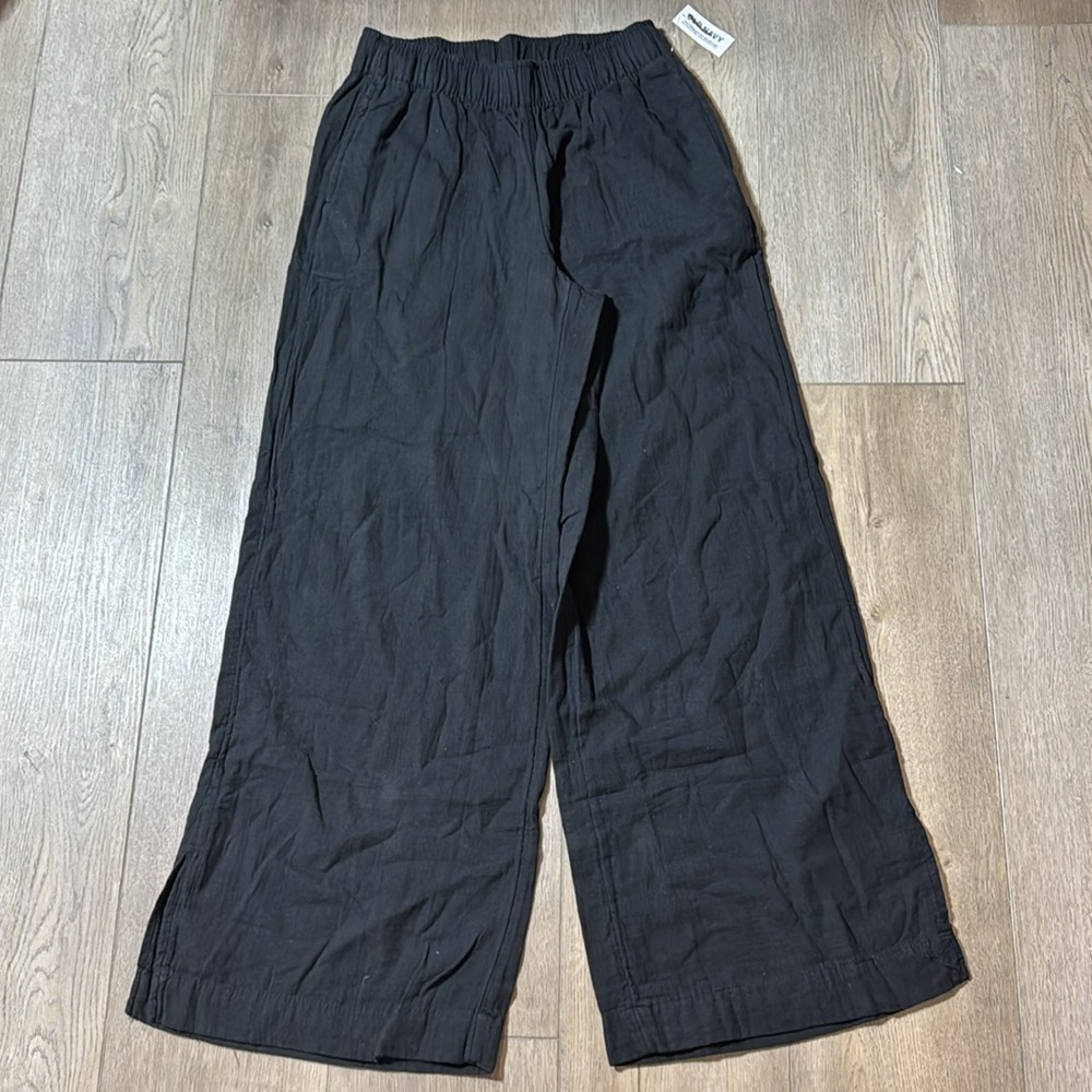 NWT! Old Navy Black High-Waisted Crinkle Gauze Super Wide-Leg Pants - Multiple - Picture 7 of 9